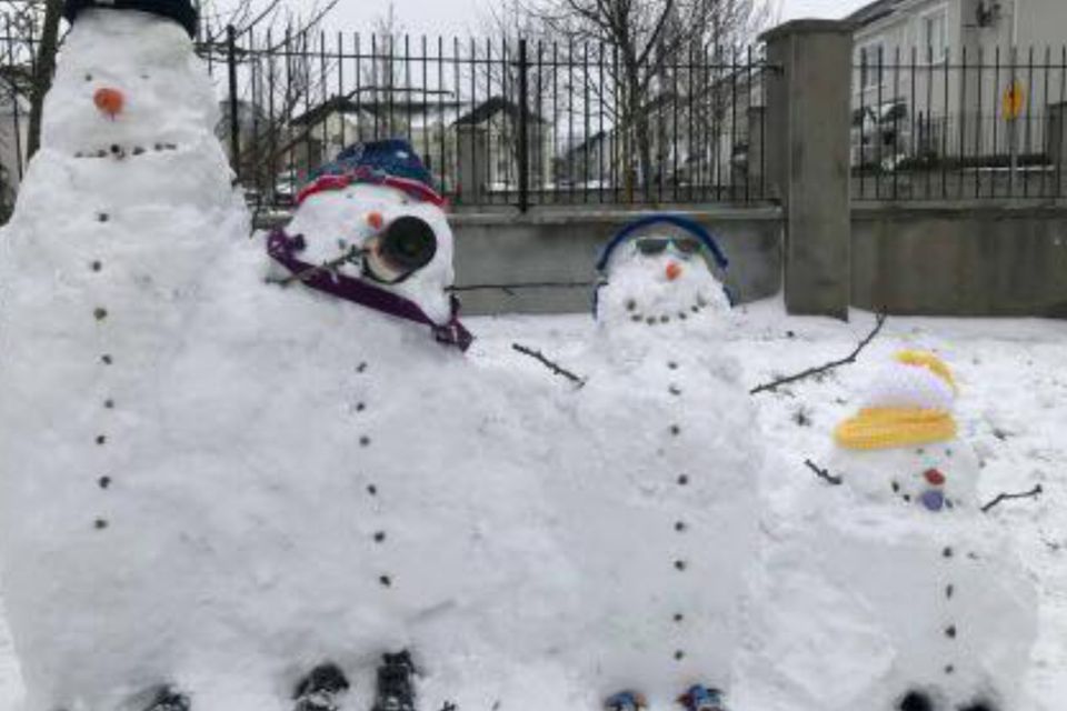 This snow family appeared after the recent cold snap