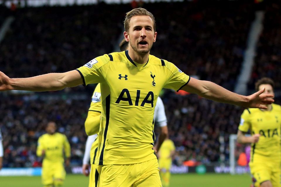 Harry Kane celebrates scoring Tottenham's third goal