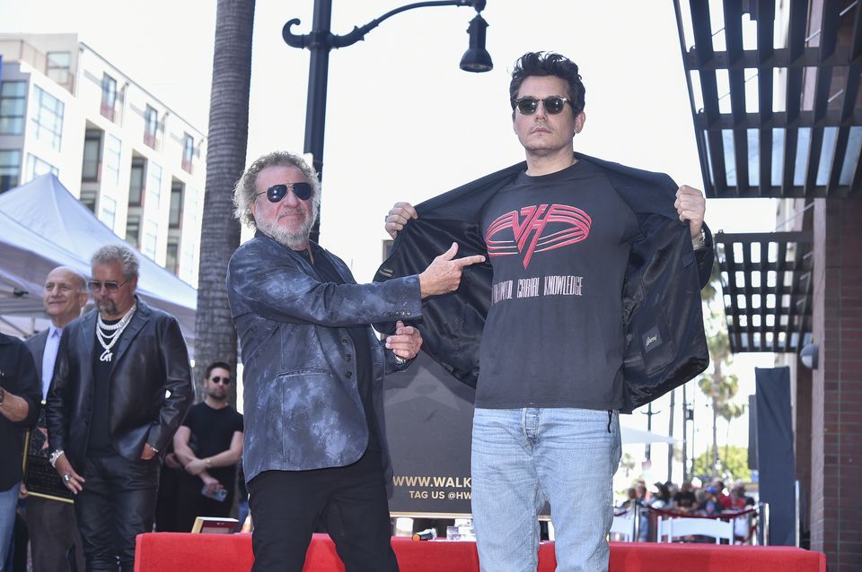 Sammy Hagar and John Mayer attend a ceremony honoring Hagar with a star on the Hollywood Walk of Fame (Richard Shotwell/Invision/AP)