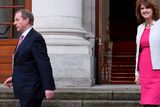 thumbnail: Ireland's Taoiseach Enda Kenny and Tanaiste Joan Burton depart Government Buildings after announcing the beginning of the General Election in Dublin. Photo: Reuters/Clodagh Kilcoyne