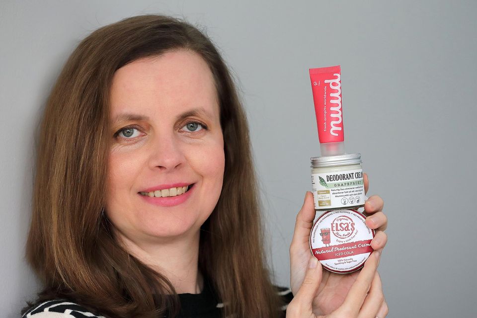 Green beauty blogger Renata Vosyliene with some of her natural deodorants at her home in Santry. Photo: Frank McGrath