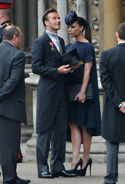Victoria and David Beckham attend the wedding of Prince William and Kate Middleton in 2011.