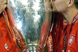 thumbnail: File photo dated 25-05-2005 of Liverpool captain Steven Gerrard kisses the UEFA Champions League trophy. 
Phil Noble/PA Wire.