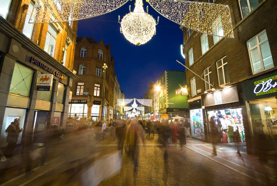 Grafton Street bustling with Christmas Shoppers. Photo: VisitDublin.com