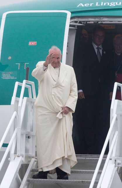 Pope Francis at Ireland West Airport, Knock today.
PIC COLIN O’RIORDAN