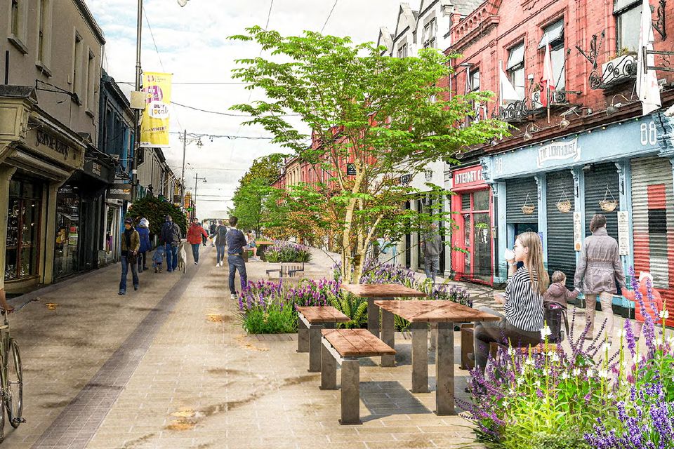 An artist's impression of the proposed new pedestrianisation of George's Street in Dún Laoghaire, Co Dublin.