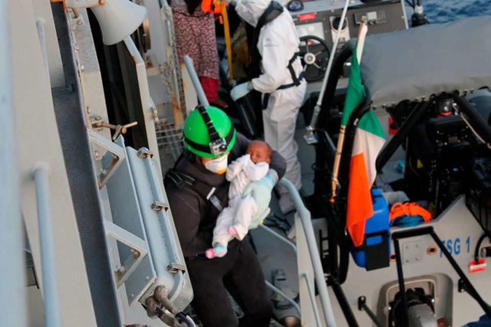 LÉ Samuel Beckett Rescues 772* Migrants During a Complex Search & Rescue Operation. Picture: Irish Defence Sources