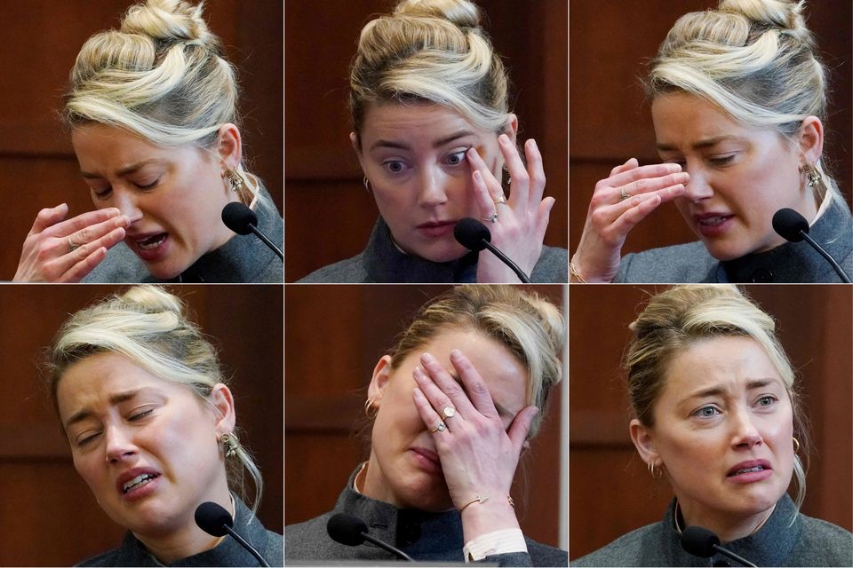 Amber Heard as she testifies in the defmation case brought by Johnny Depp in Virginia. Photo by Steve Helber via Getty Images