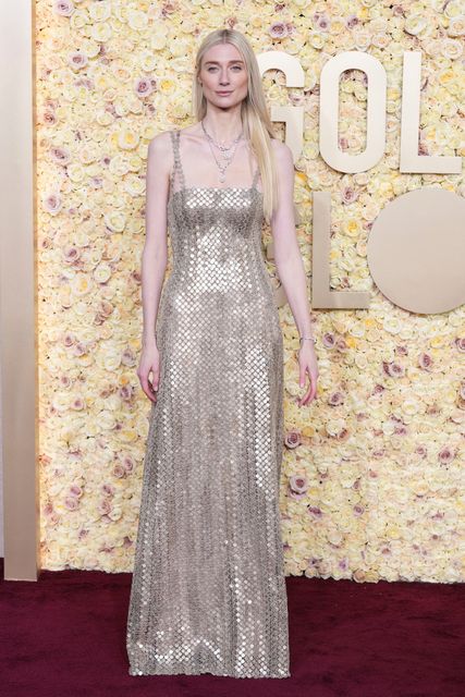 Elizabeth Debicki arrives at the 81st Golden Globe Awards on Sunday, Jan. 7, 2024, at the Beverly Hilton in Beverly Hills, Calif. (Photo by Jordan Strauss/Invision/AP)