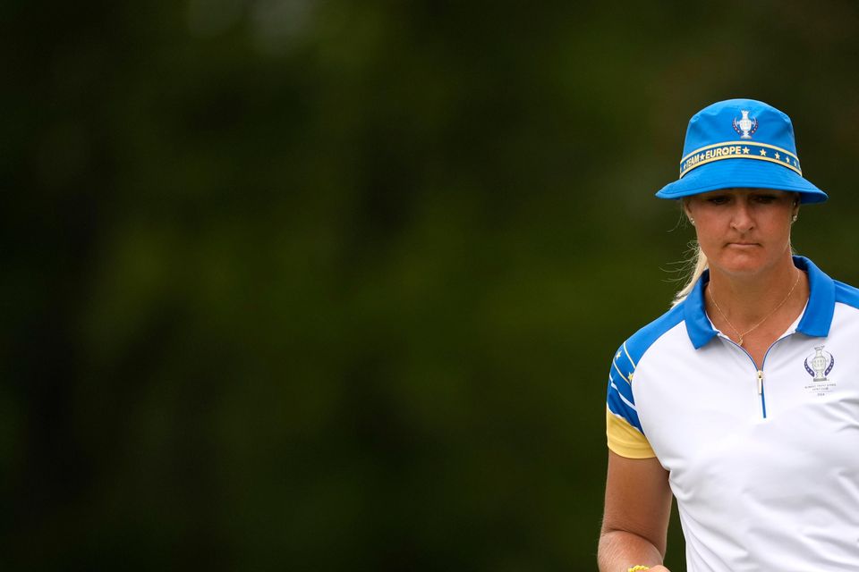 Anna Nordqvist put a rare European point on the board in the all-Swedish partnership with Madelene Sagstrom (Matt York/AP)