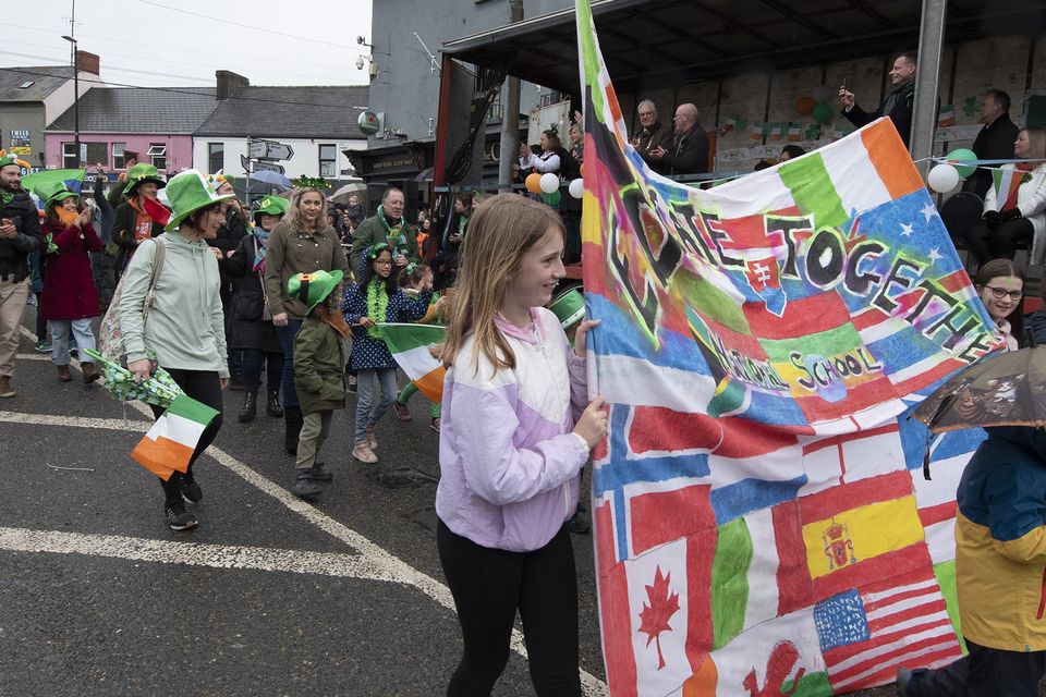 Gorey Educate Together School in the St Patrick's Day parade in Gorey. Pic: JIm Campbell