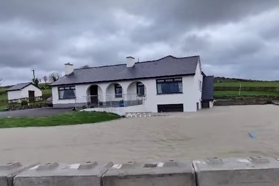 The grounds of a house flooded within the vicinity of Lough Funshinagh from flooding. 