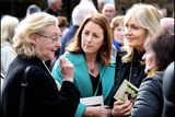 thumbnail: The Late Michael O'Regans sister Eilish O'Regan chats with Broadcasters Katie Hannon and Miriam O'Callaghan at The Holy Cross Church in Dundrum following Michael O'Regan's funeral mass. Photo by Steve Humphreys 24th February 2024.