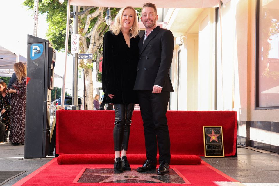 Actors Catherine O’Hara and Macaulay Culkin pose during the unveiling ceremony of Culkin's star on the Hollywood Walk of Fame, in Los Angeles, California Photo: Reuters/Mario Anzuoni
