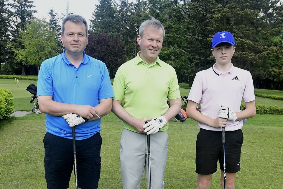 Seamus Hickey joined by his brother Damien and nephew Luke at the  Duhallow GAA Golf Classic in Kanturk. Picture John Tarrant