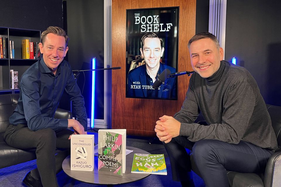 Ryan Tubridy and David Walliams during episode one of The Bookshelf with Ryan Tubridy.