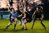 thumbnail: Alannah Boland (St Colmcille's) tussles for possession against Dunshaughlin Royal Gaels in the LGFA Division 1 clash.