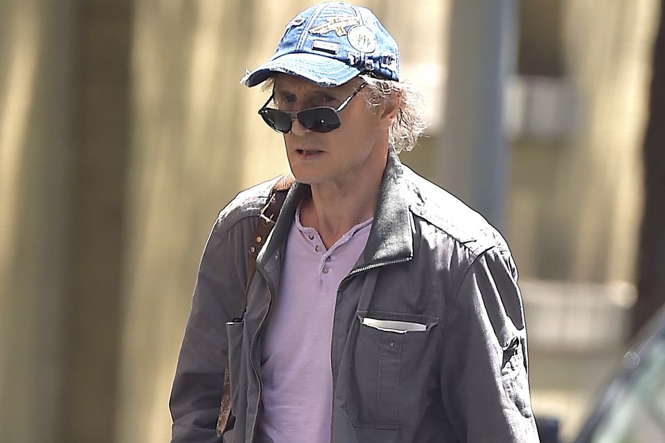 Liam Neeson is seen in Soho on July 25, 2015 in New York City.  (Photo by Alo Ceballos/GC Images)