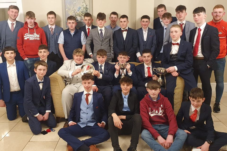 The victorious Lyre under 15 footballers at their social night at Springfort Hall Hotel recently.