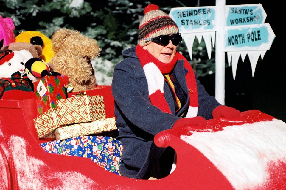 Gay Byrne on sleigh for 'Late Late' toy show (1996)