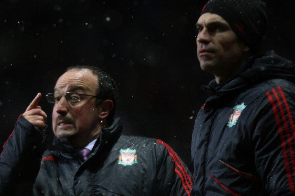 Rafael Benitez, left, and Mauricio Pellegrino worked together at Liverpool