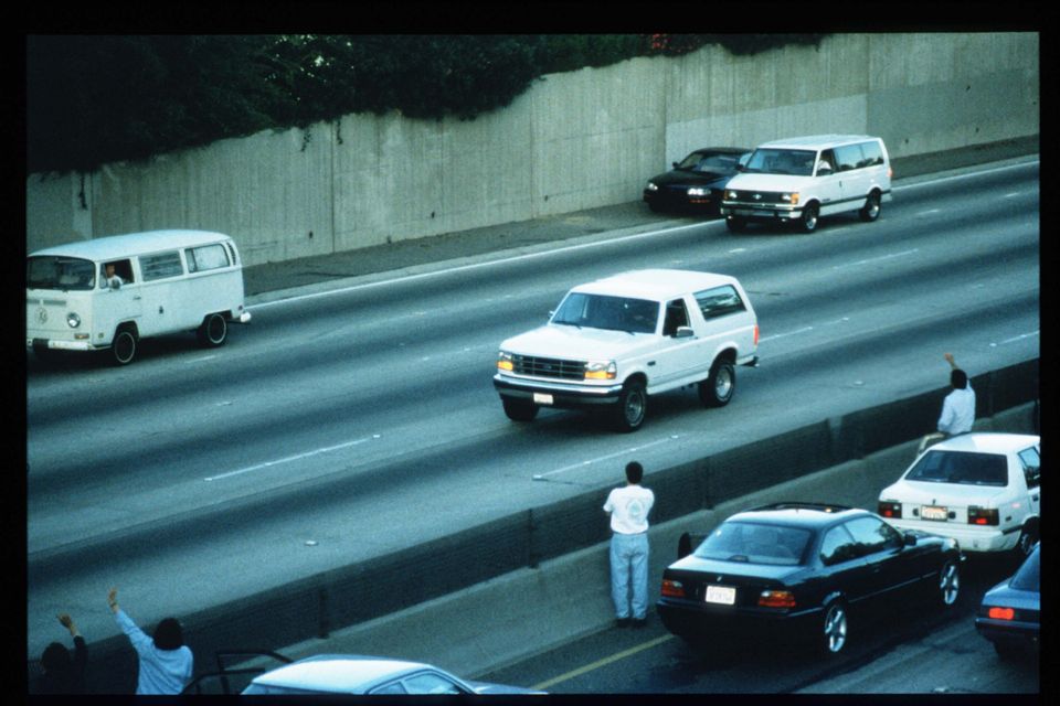 OJ Simpson's Ford Bronco is chased by police