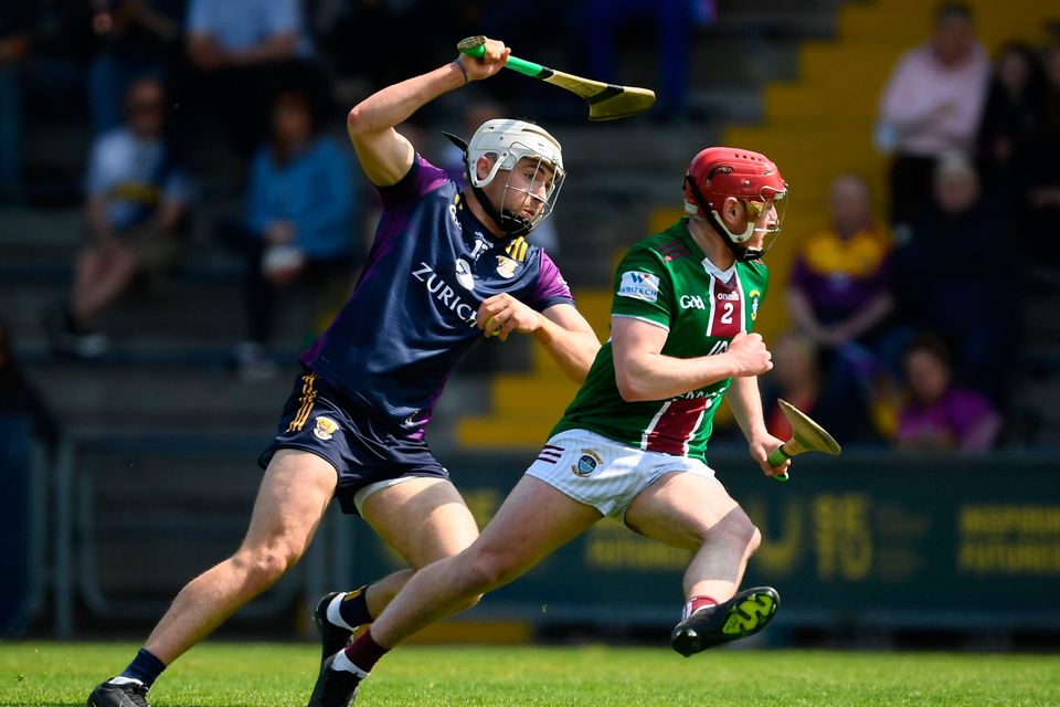 Rory O'Connor of Wexford in action against Darragh Egerton of Westmeath during the Leinster GAA Hurling Senior Championship Round 4 match at Chadwicks Wexford Park. Photo by Daire Brennan/Sportsfile