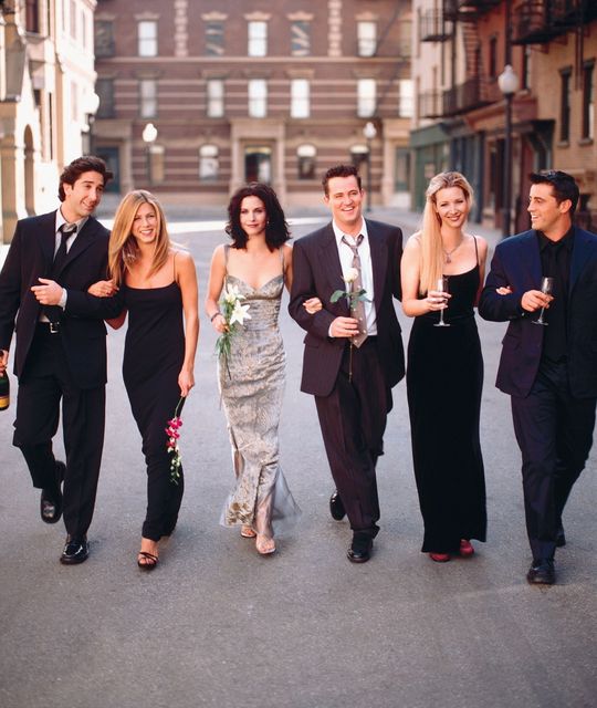 Sitcom Friends featuring David Schwimmer, Jennifer Aniston, Courtney Cox-Arquette, Matthew Perry, Lisa Kudrow and Matt Leblanc