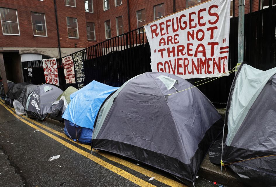 Tents at back of the International Protection Offices on Mount Street in Dublin. Picture Credit: Frank McGrath