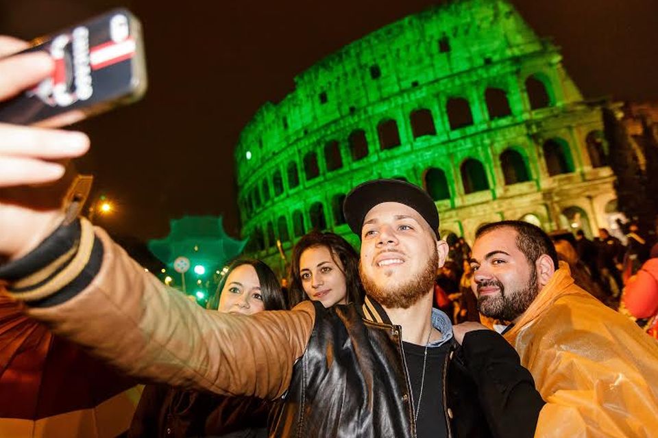 Selfies for St. Patrick's Day: Rome's Colosseum will go green as part of the Global Greening initiative for St. Patrick's Day.