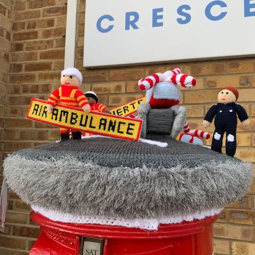 A postbox topper made for Essex & Herts Air Ambulance Trust (Secret Society of Hertford Crafters/PA)