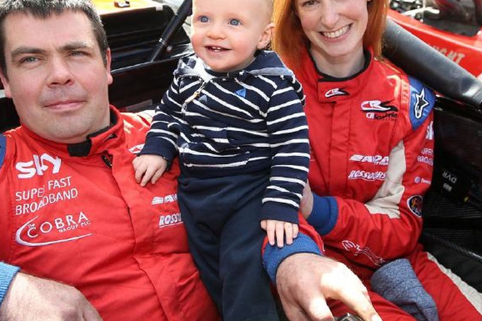 Top drivers husband and wife Simon and Deirdre McKinley with their 11-month-old son Rory