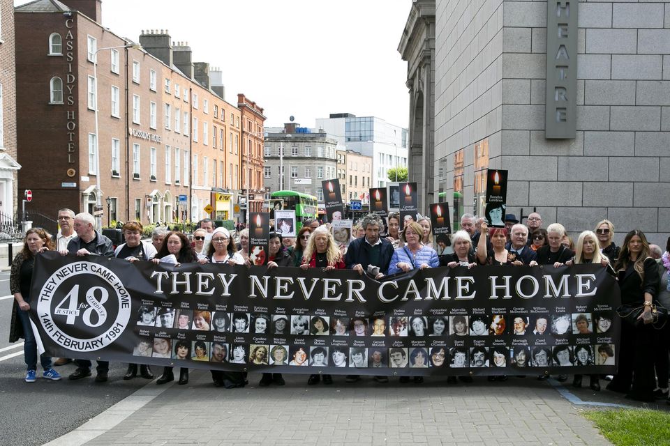 18/05/2023 Family and friends  involved in the stardust fire at the Coroners Court inquiry into the Stardust tragedy at The Rotunda Pillar Room on Parnell Square, Dublin Photo: Gareth Chaney/ Collins Photos