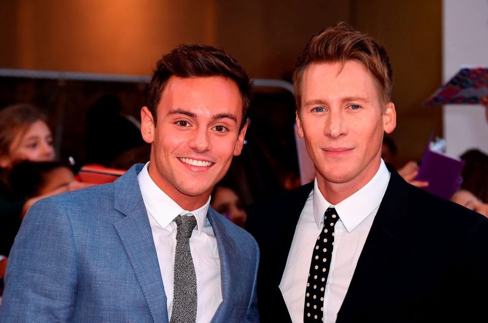 Tom Daley and Dustin Lance Black .  (Photo by Gareth Cattermole/Getty Images)