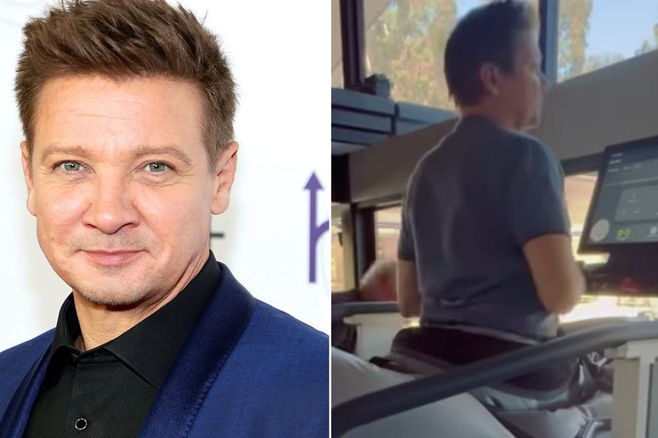 Jeremy Renner seen on anti-gravity treadmill after snowplough accident