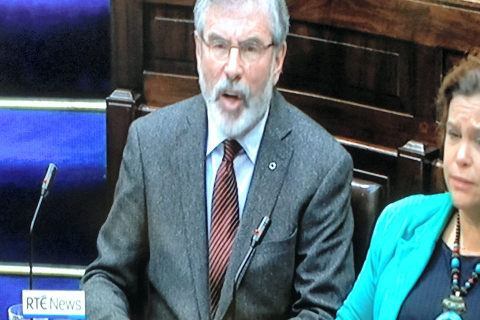 Gerry Adams and Mary Lou McDonald in the Dail yesterday.