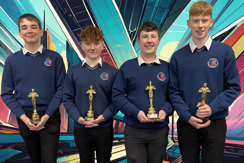 David Slattery, Joshua Rochford, Liam Carroll and Bryan Murphy who were joint Best Picture winners for their film 'Luna Saves the World'.
