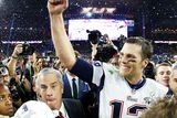 thumbnail: Tom Brady #12 of the New England Patriots celebrates after defeating the Seattle Seahawks 28-24 during Super Bowl XLIX at University of Phoenix Stadium on February 1, 2015 in Glendale, Arizona