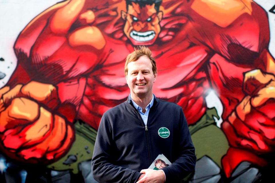 Superhero: Jim O'Callaghan, Fianna Fáil candidate for Dublin Bay South on the canvas trail. Photo: David Conachy.