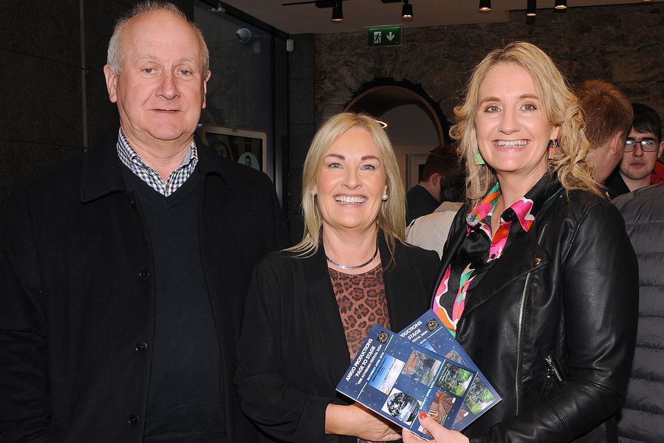 Joe Druhan, Verona Muprhy TD and Natasha Hughes pictured at the Page to Stage One-Act Drama Festival 2024 in the Wexford Arts Centre on Saturday. Pic: Jim Campbell