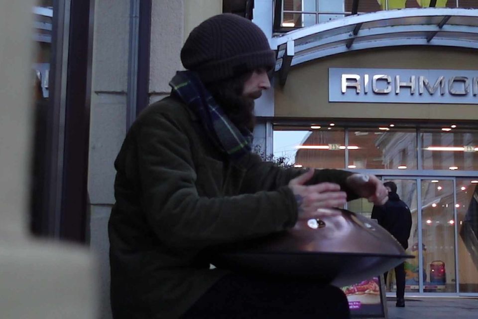 Micheal busking in Derry