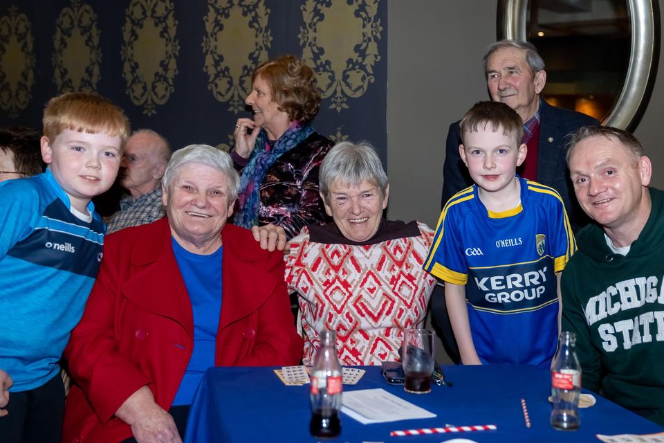 Bridie Doherty (centre) pictured with l-r:Daithi Nagle, Kathleen, Daniel Nagle and Donie Nagle at the Fossa Two Mile CCE Rambling House in the Castlerosse Hotel,Killarney on Saturday night. Photo by Tatyana McGough