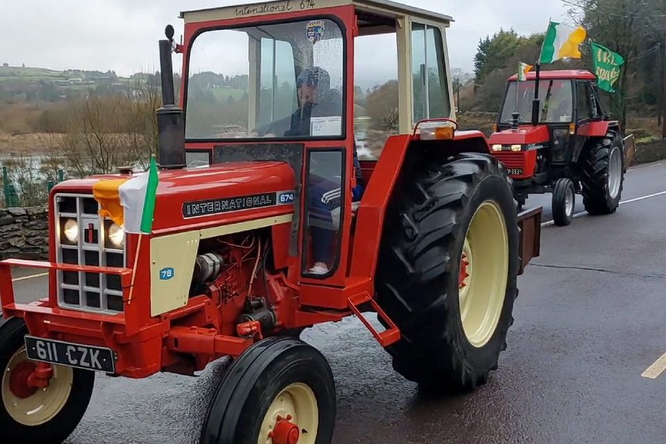 The motorcade parade in the Gaeltacht village of Cúil Aodha in Co. Cork consisted of tractors,Honda50s and vintage vehicles
