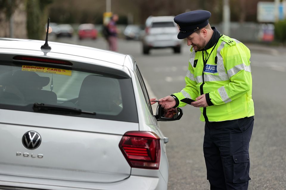 Gardaí from the Dublin Metropolitan Traffic Unit conduct a traffic checkpoint ahead of the Easter weekend. Photo: Gerry Mooney