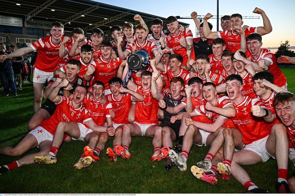 Louth players celebrate after winning the Dalata Hotel Group Leinster Football U20 Championship beating Meath in the final. Louth coach Decky Byrne says his side will need to reproduce that Leinster final performance, and more, if they are to defeat Tyrone in the All-Ireland U20 Final. Photo by Seb Daly/Sportsfile.