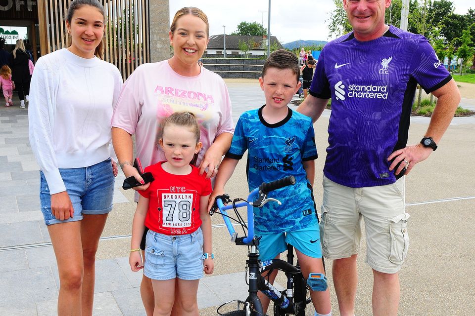 On Sunday in the Gorey Market House Festival's Fun Run in the Gorey Town Park's Park were anandine Viallet, Leonie, Sophia, Mason and Jason Molloy. Image: Jim Campbell