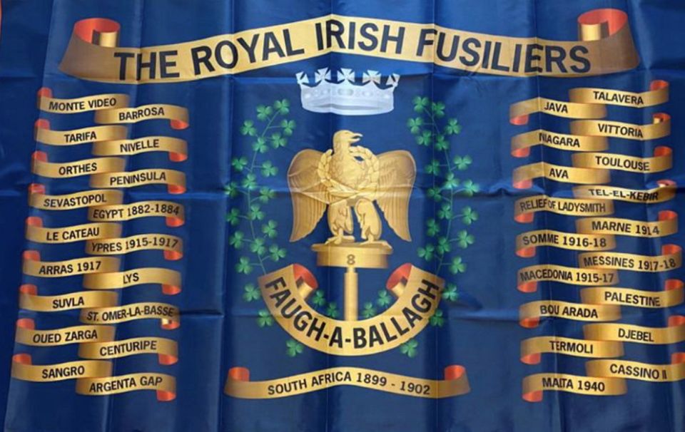 A flag of the Royal Irish riflers