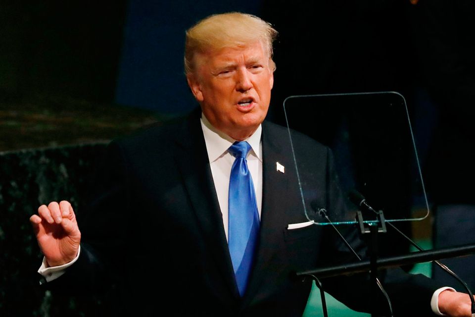 U.S. President Donald Trump addresses the 72nd United Nations General Assembly at U.N. headquarters in New York, U.S., September 19, 2017. REUTERS/Shannon Stapleton