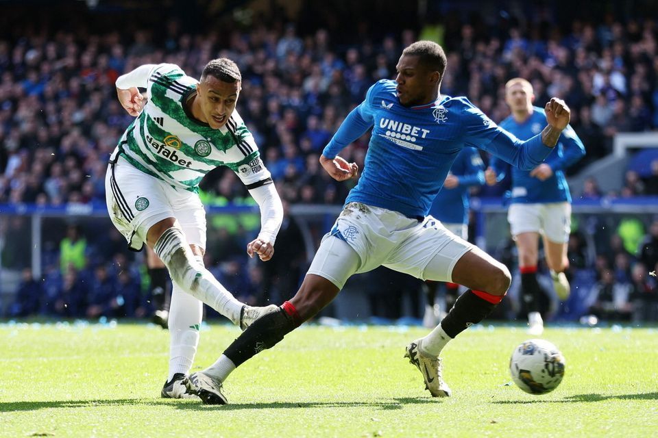 Celtic's Adam Idah scores their third goal in last month's meeting. Picture: REUTERS/Russell Cheyne