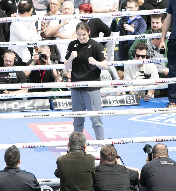 Katie Taylor pictured during the public workout